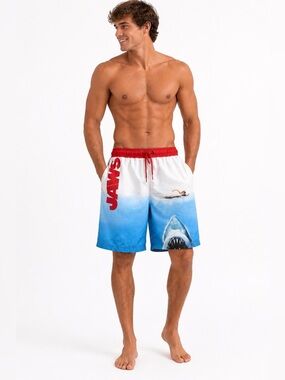 JAWS Men's Swim Trunks with Mesh Lining, Elastic Waistband, Drawstring New